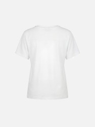 T-shirt em algodão com missangas na gola