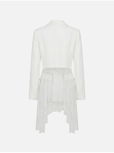 Fabric and lace blazer