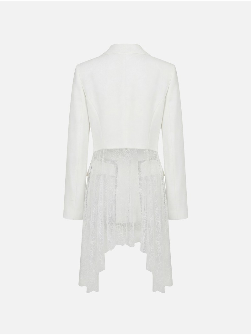 Blazer em tecido e renda