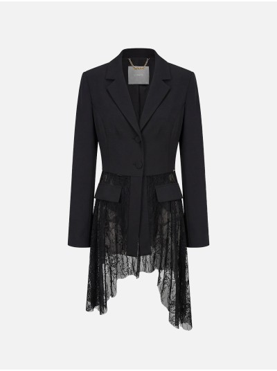 Blazer em tecido e renda