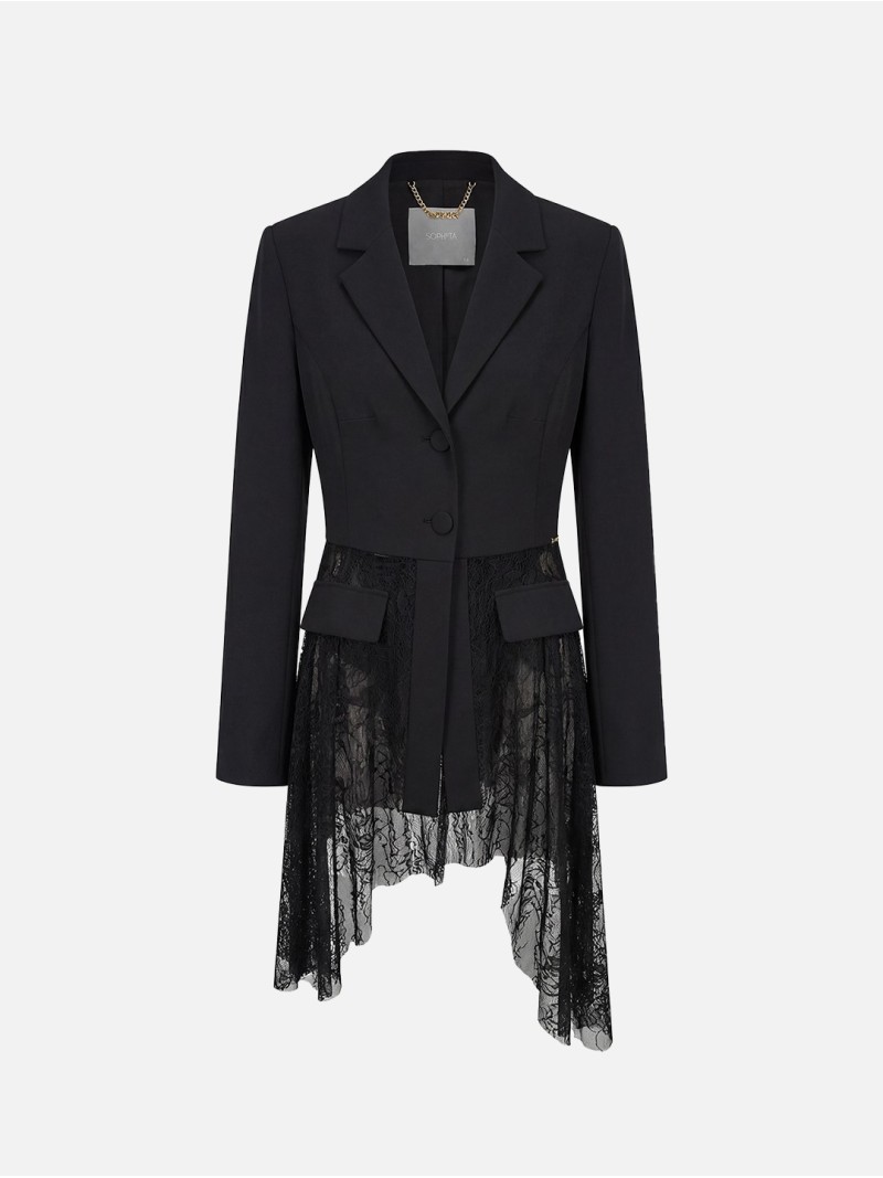 Fabric and lace blazer
