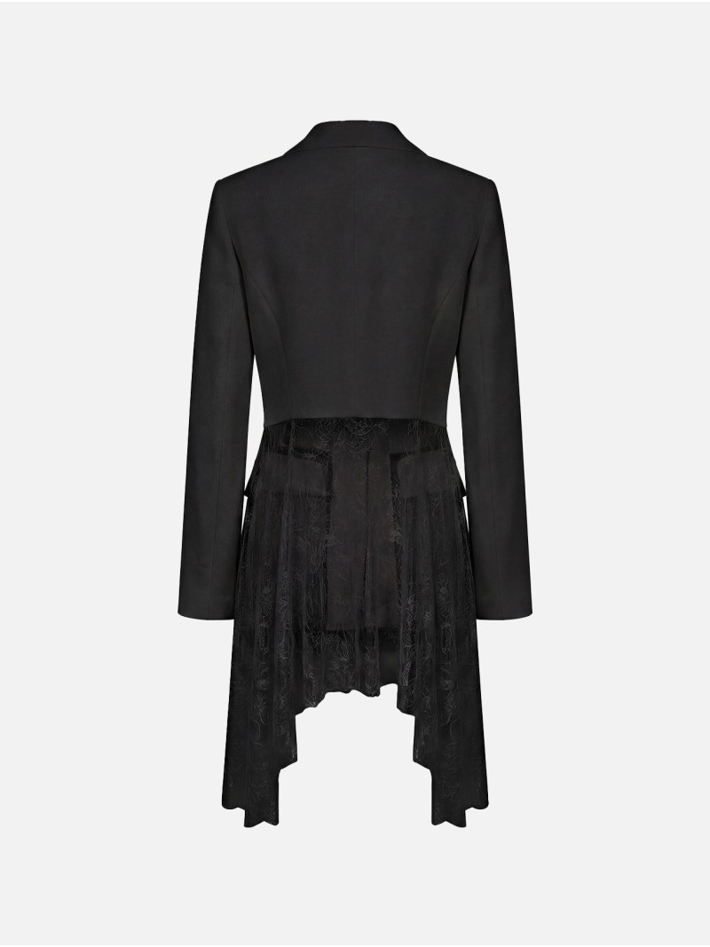 Blazer em tecido e renda