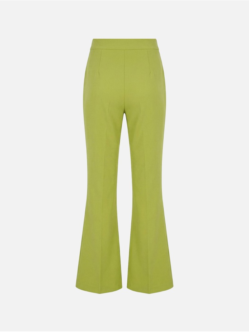 Flared trousers in plain fabric
