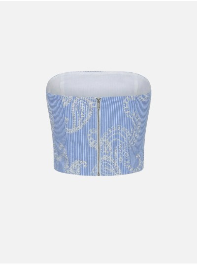 Strapless top with embroidered detail