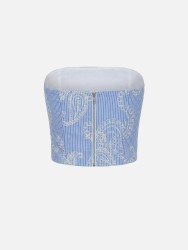 Strapless top with embroidered detail