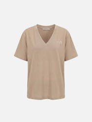 Cotton T-shirt with V-neck and SCRIPTA logo