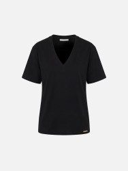 Cotton T-shirt with V-neck and SCRIPTA logo