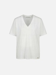 Cotton T-shirt with V-neck and SCRIPTA logo