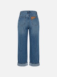 Calça de ganga wide leg com dobra na baínha