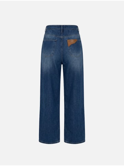 Calça de ganga escura wide leg