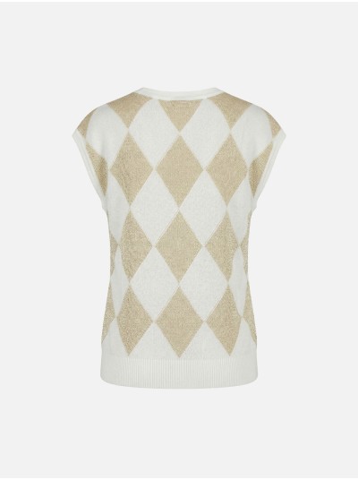 Knitted sweater with diamond pattern