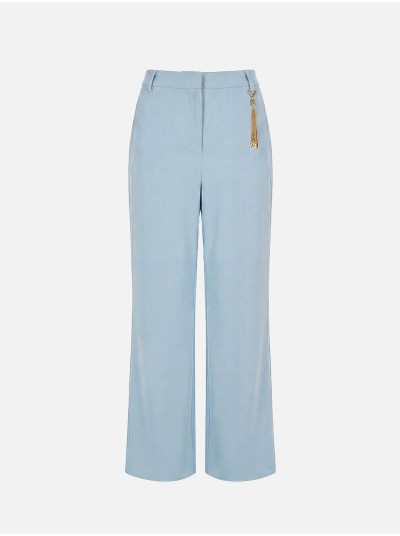 Calça clássica lisa com acessório metalizado