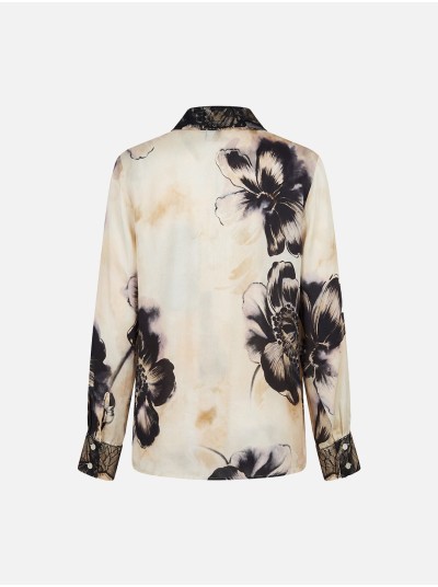 Silk blouse with floral pattern and lace