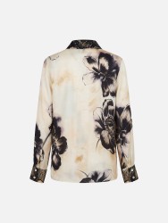 Blusa em seda com padrão floral e renda