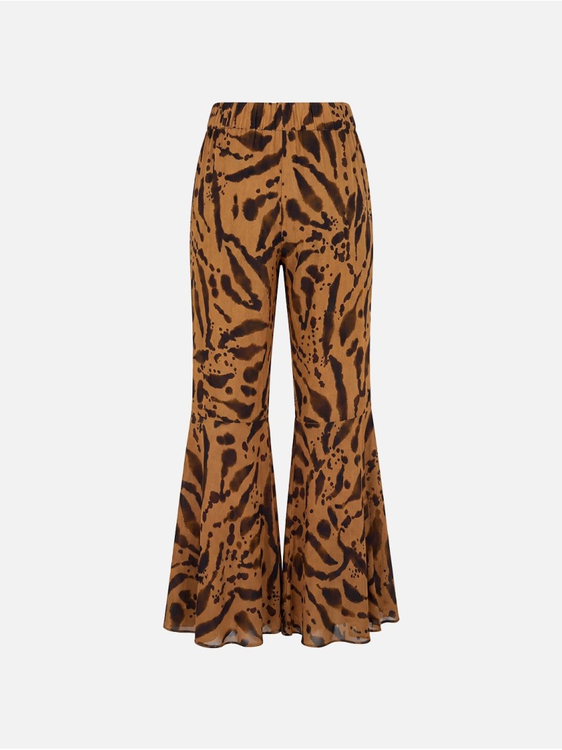 Calça boca de sino com padrão