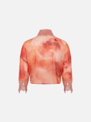 Short tie-dye blouse with lace detail