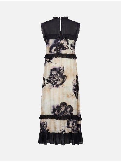 Printed dress with contrasting ruffles