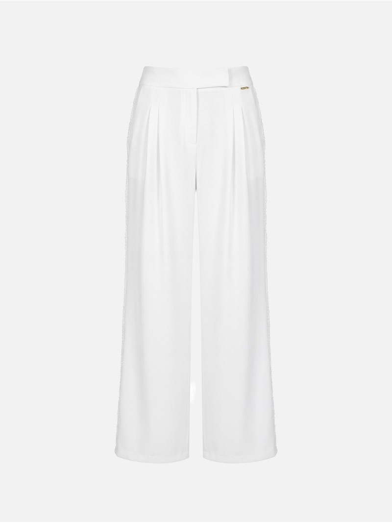 Flowing trousers with pleats and bead detail