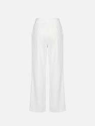 Calça fluída com pinças e pormenor de missangas