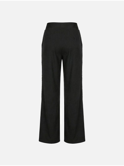 Flowing trousers with pleats and bead detail