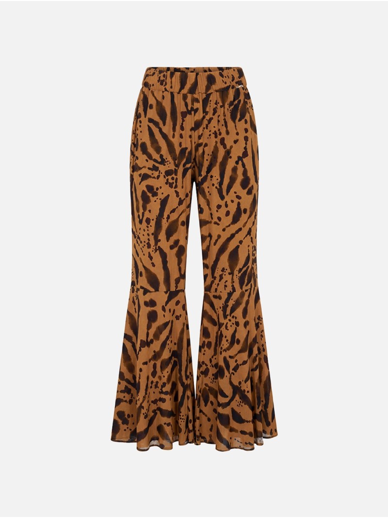 Calça boca de sino com padrão