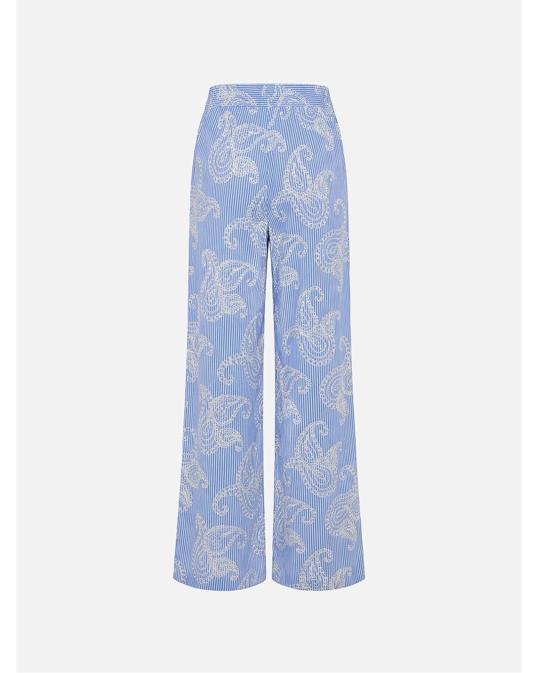 Trousers with elastic waistband and embroidered de