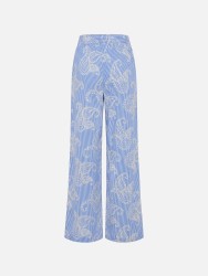 Trousers with elastic waistband and embroidered de