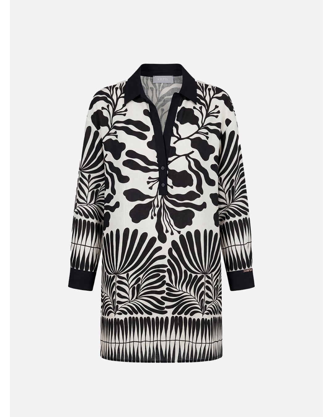 Short printed dress with V-neck