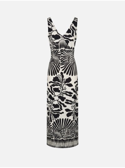 Long printed dress with side slits