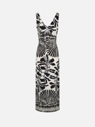 Vestido comprido estampado com costa cruzada