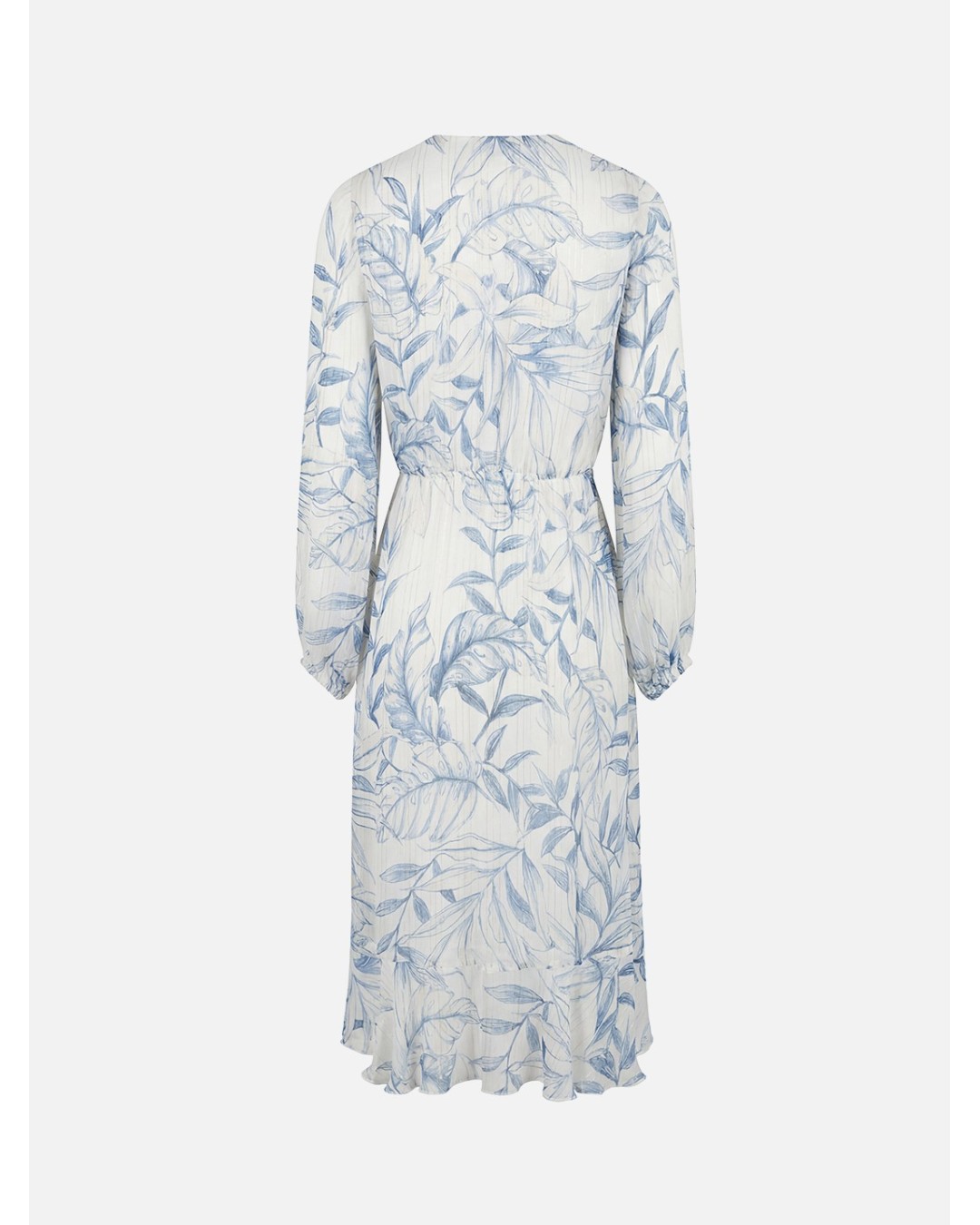 Vestido midi estampado com fio metalizado 