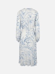 Vestido midi estampado com fio metalizado 