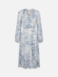 Vestido midi estampado com fio metalizado 