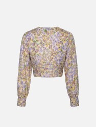 Printed blouse with knot and shoulder pads