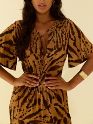Patterned blouse with V-neck