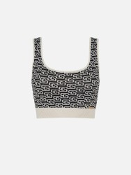Cropped knitted top with pattern