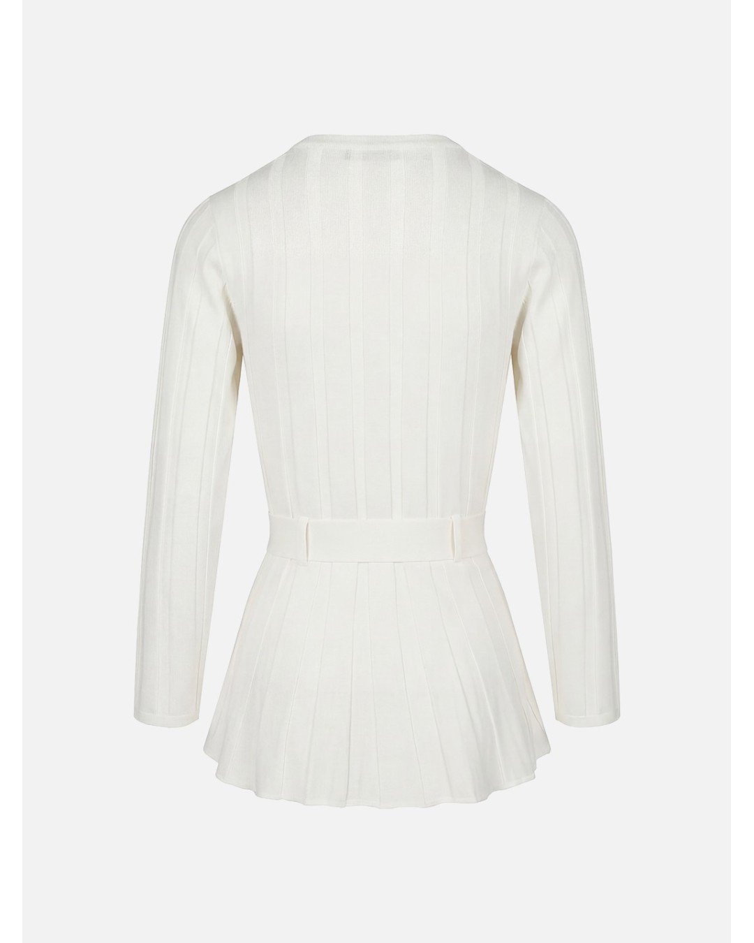 Camisola de malha efeito canelado com cinto