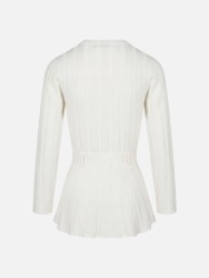 Camisola de malha efeito canelado com cinto