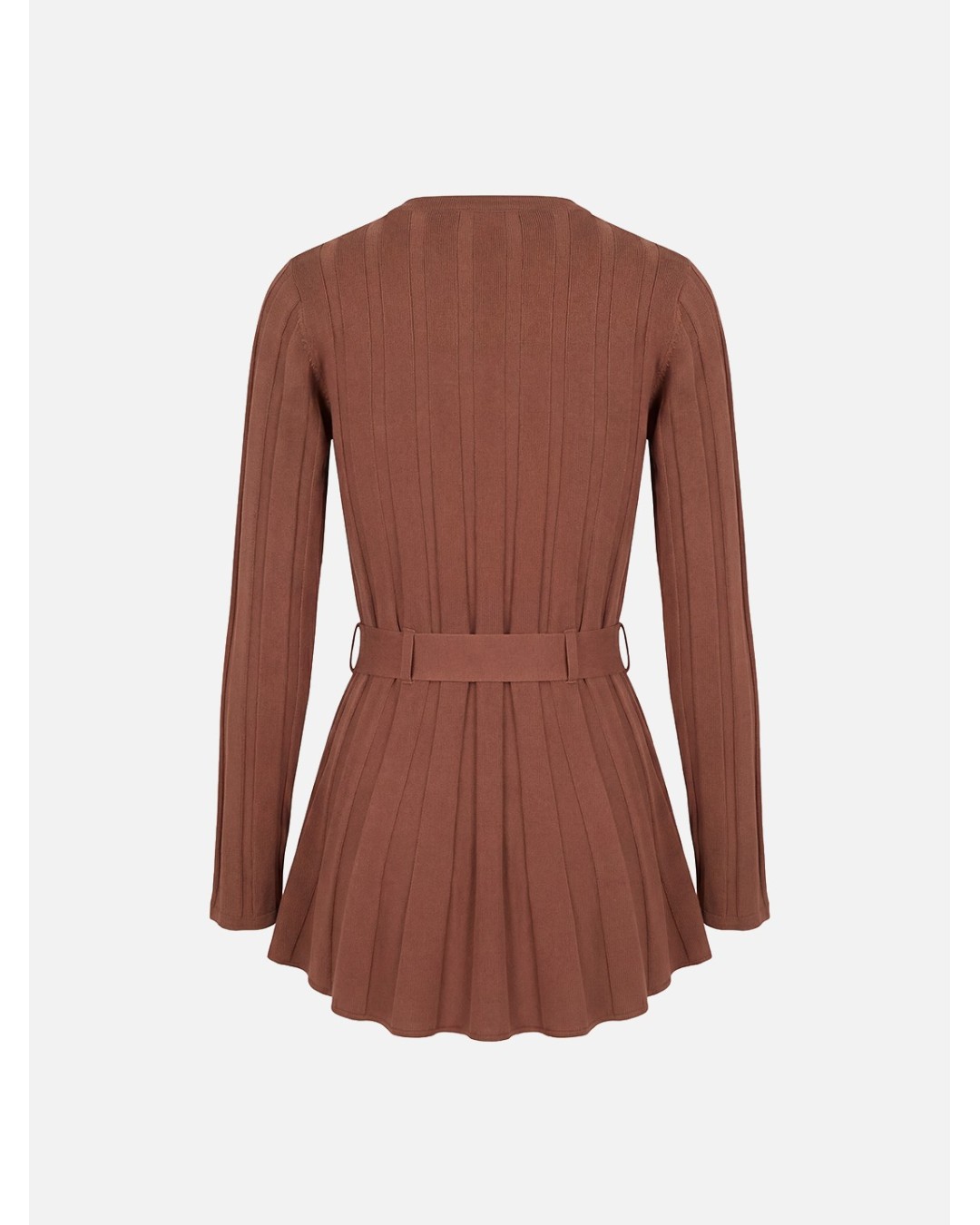 Camisola de malha efeito canelado com cinto