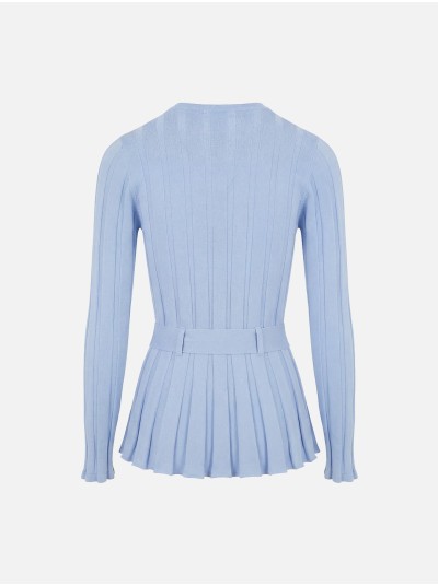 Camisola de malha efeito canelado com cinto