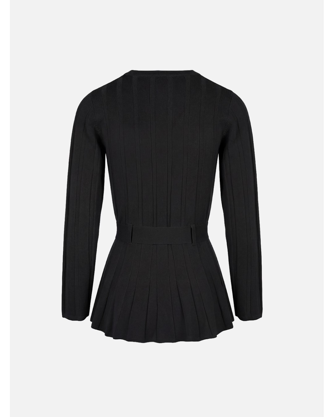 Camisola de malha efeito canelado com cinto
