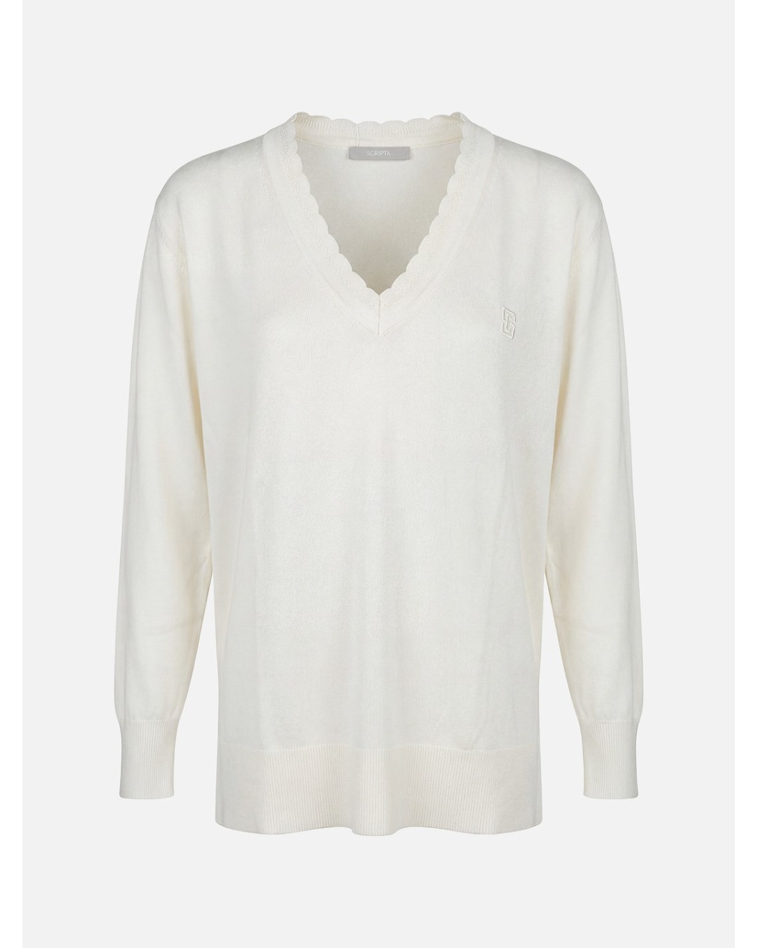 Knitted sweater with detailed neckline