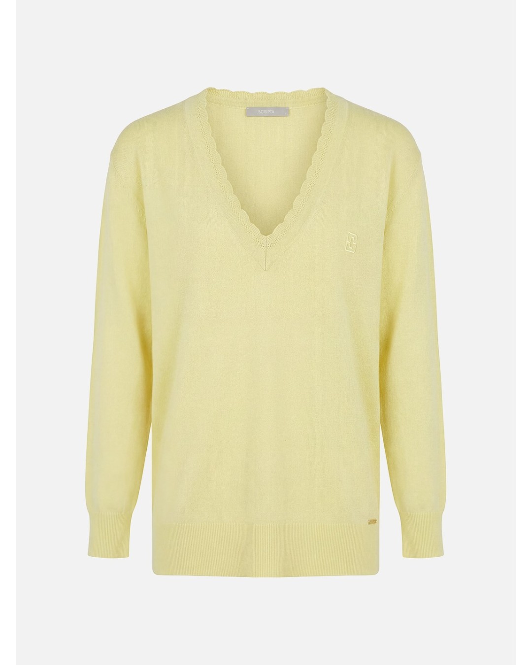 Knitted sweater with detailed neckline