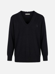 Knitted sweater with detailed neckline