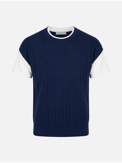 Knitted sweater with T-shirt effect