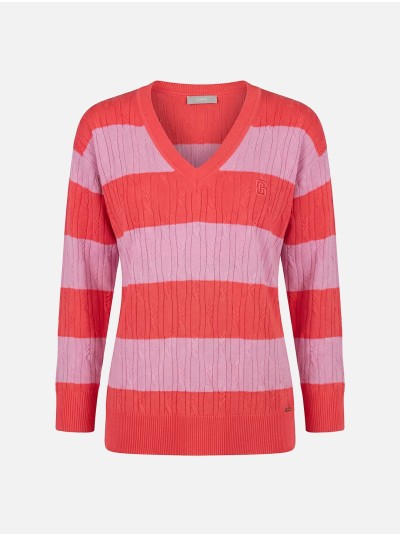 Knitted sweater with striped pattern