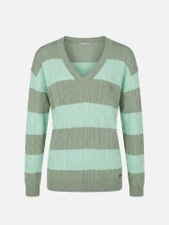 Knitted sweater with striped pattern
