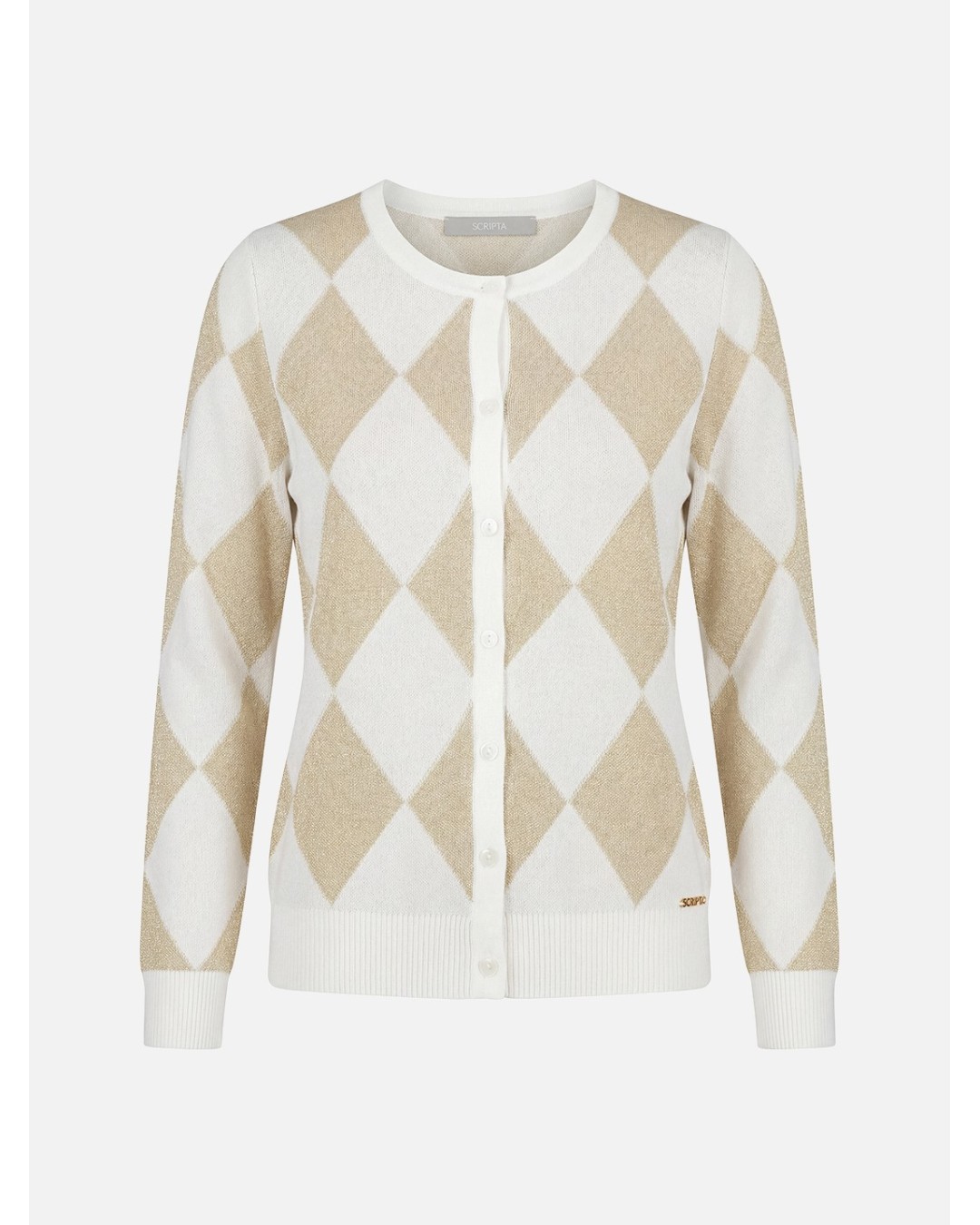 Knitted coat with diamond pattern