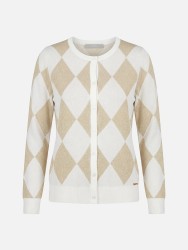 Knitted coat with diamond pattern
