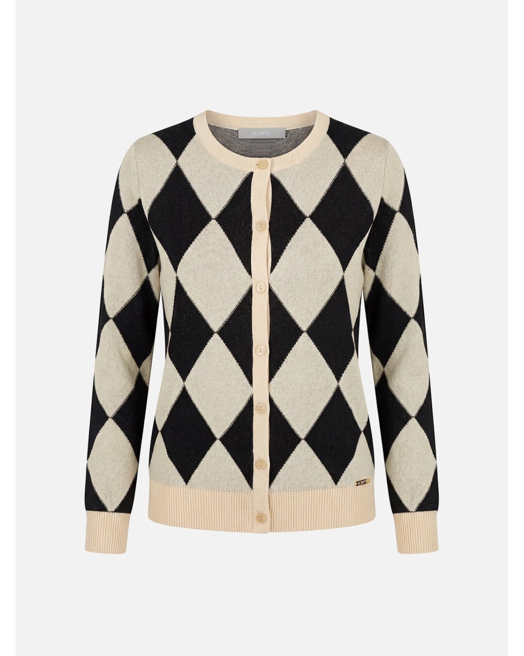 Knitted coat with diamond pattern